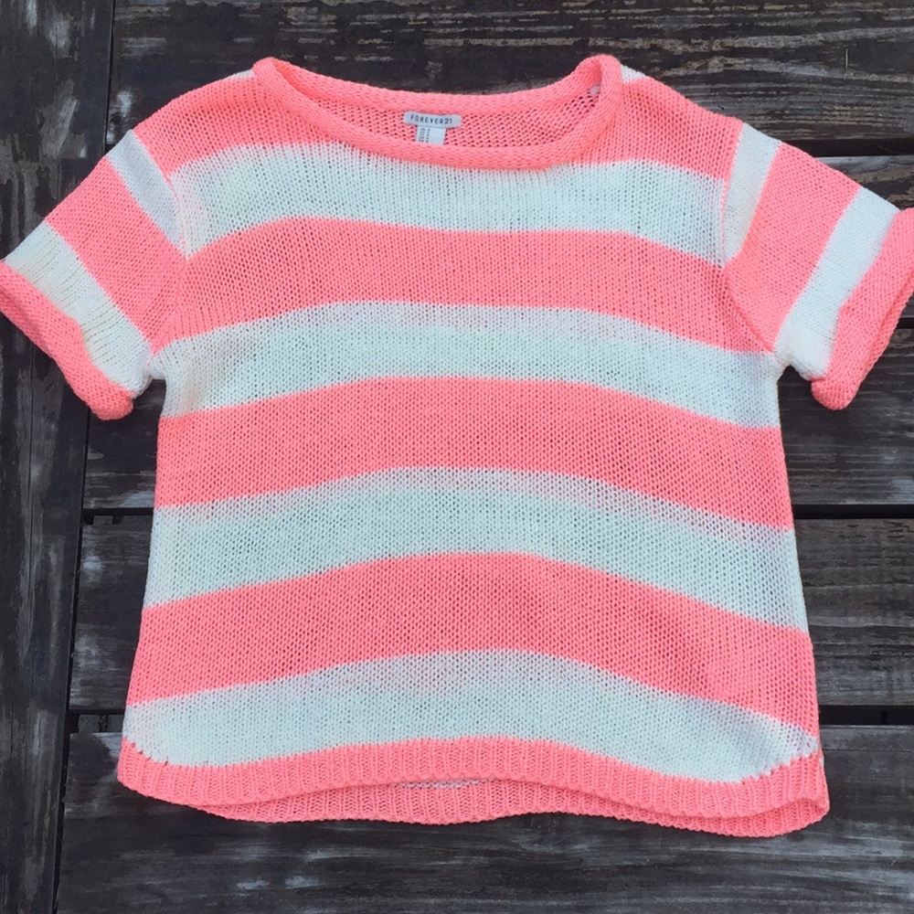 Forever 21 neon pink knit top